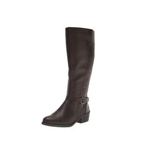 Easy Street Womens 9 W Plus Calf Brown Embossed Luella Flat Riding Boots NIB PJ9